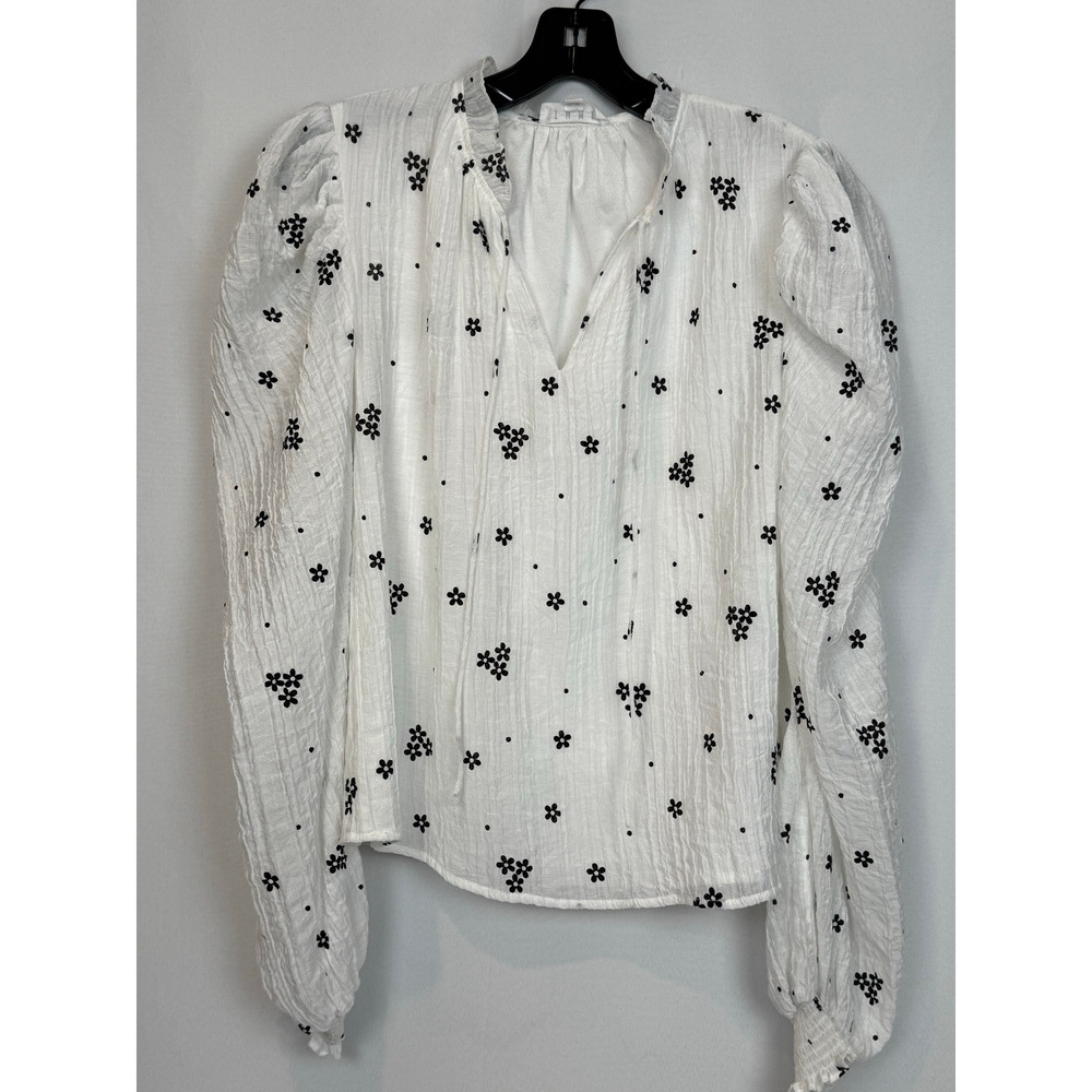 Boho Daisy Peasant Blouse THML Womens Balloon Sleeve Size XS White Cottagecore